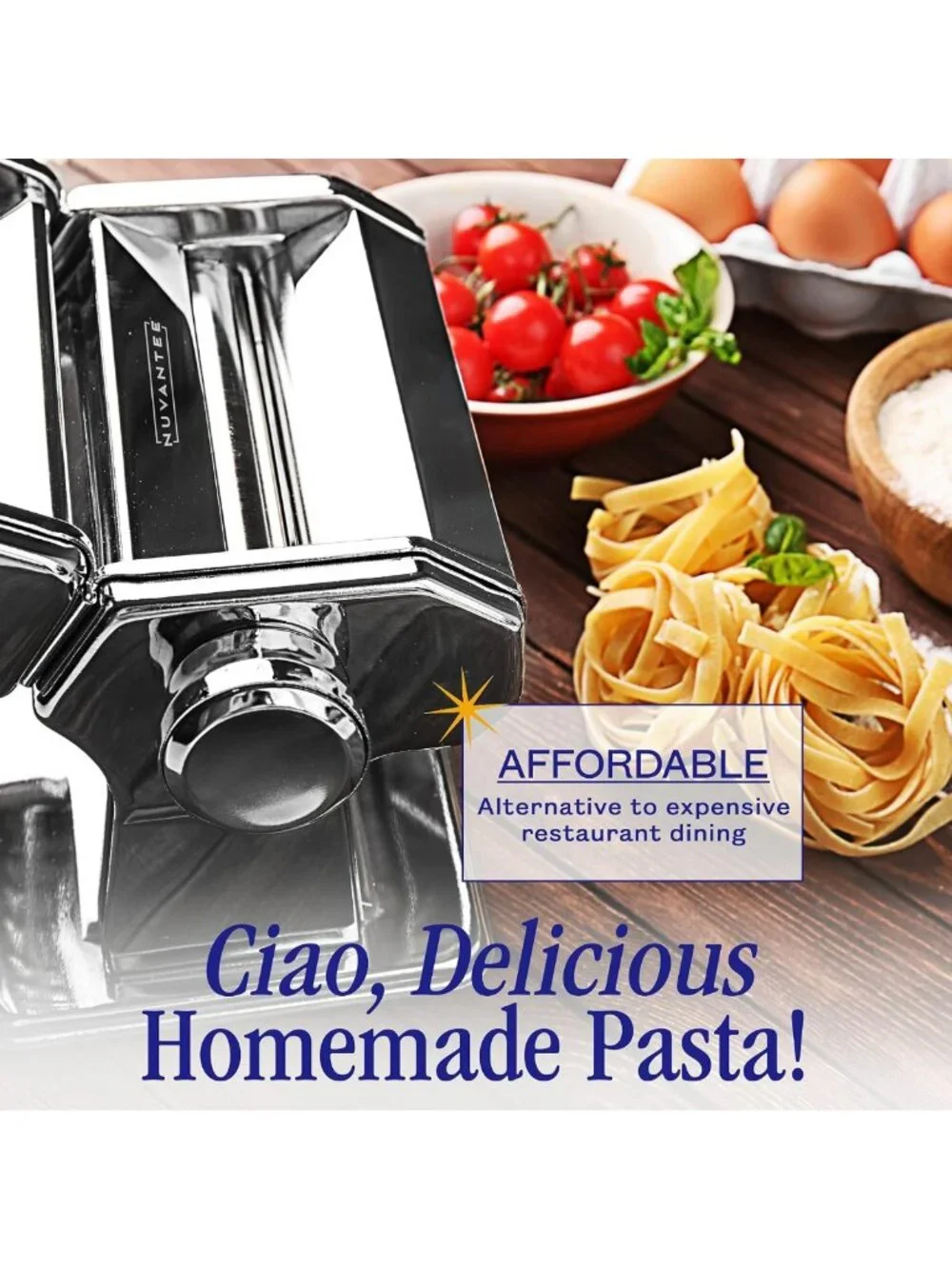 Adjustable Thickness Pasta Maker - 3-in-1 Noodle Machine with Rollers & Cutters